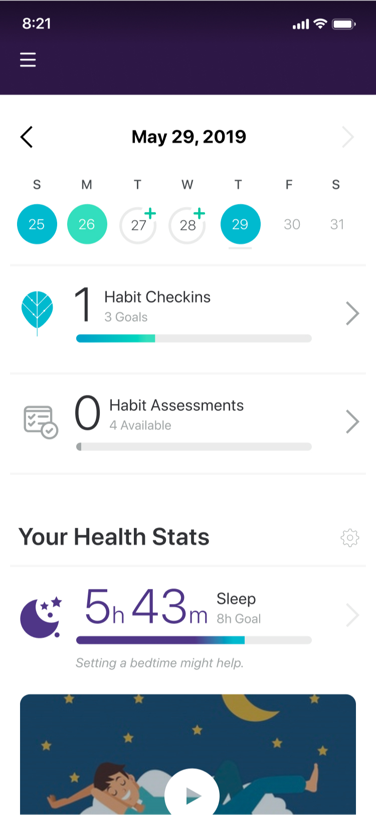 Wellness mobile dashboard by Lisa Chin