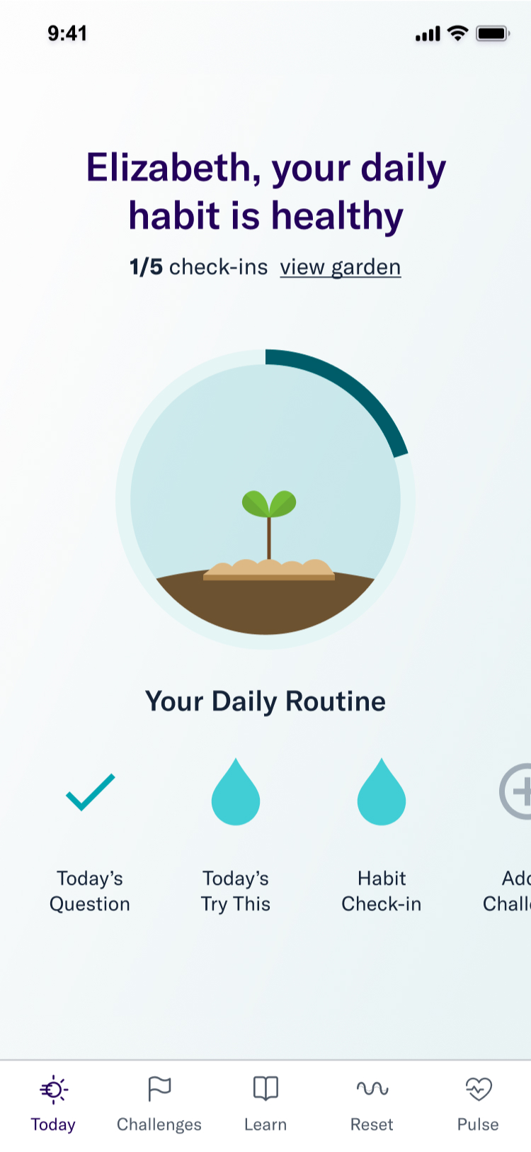 Wellness app today page by Lisa Chin