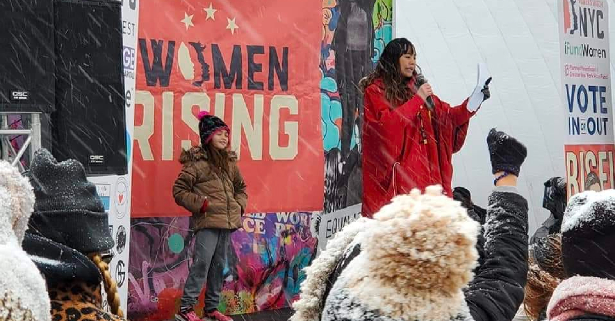 NYC Women's March Lisa Chin Mollica on the stage