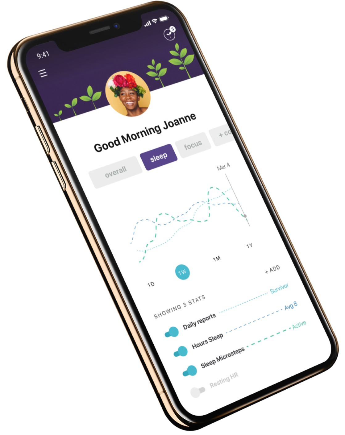Mobile mockup profile page